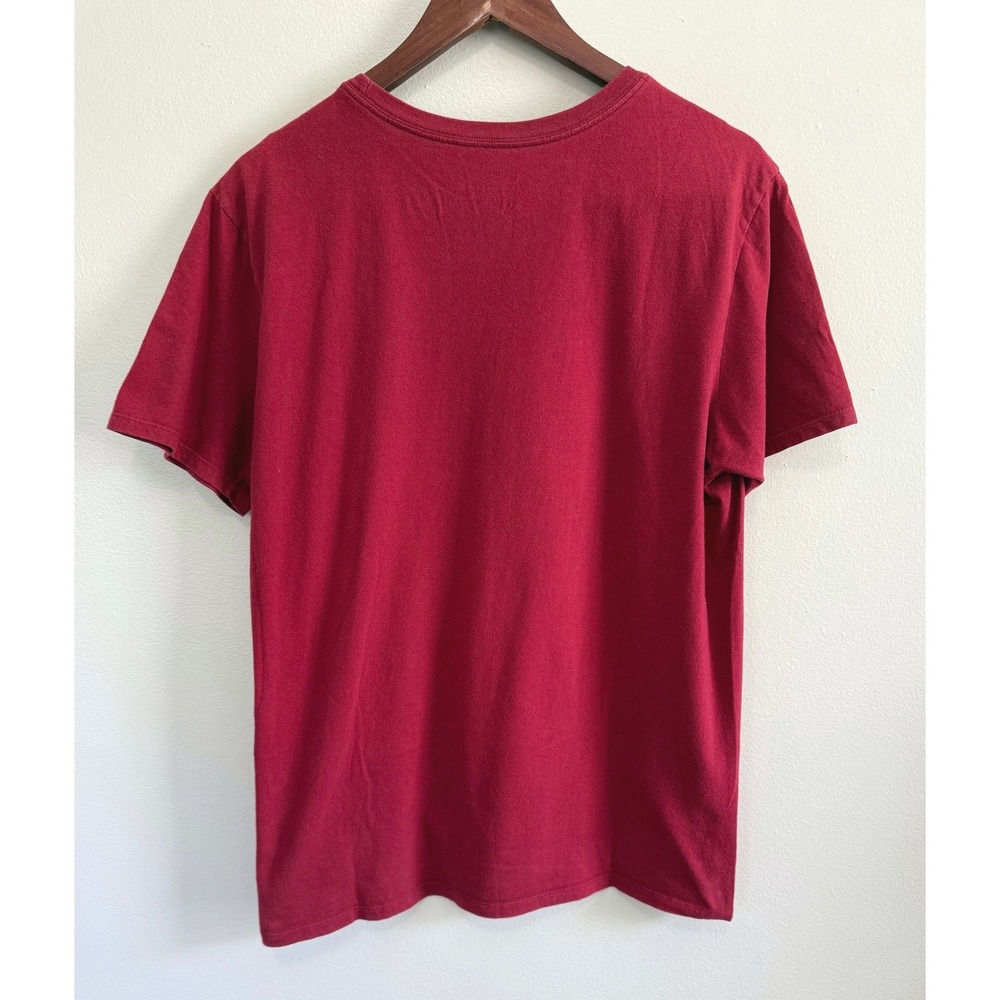 Nike Mens Just Do It Graphic Tee Maroon Red Athletic Cut Short Sleeve Shirt Sz L - Picture 2 of 4